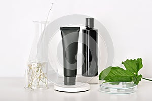 Natural skincare beauty products researching lab, Natural organic botany extraction and scientific laboratory glassware.