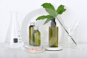 Natural skincare beauty products researching lab, Natural organic botany extraction and scientific laboratory glassware