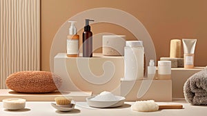 Natural Skincare Products Display with Citrus Accent photo