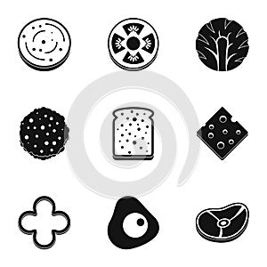 Natural slice product icon set, simple style