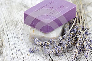 Natural soap with dried lavender