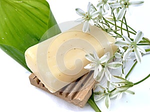 Natural soap with flowers of a poultry cage