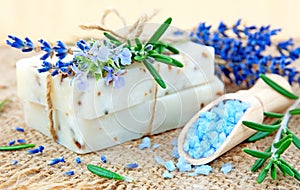 Natural soap, herbs and bath salt