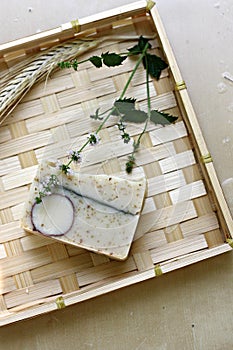 Natural soap with herbs photo