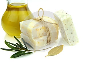 Natural soap with olive oil, daphne and poppy seeds photo
