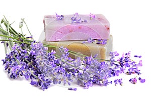 Natural soaps and lavender