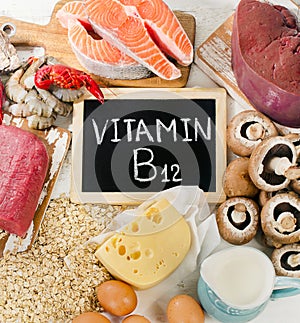 Natural sources of Vitamin B12 Cobalamin. photo