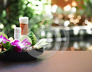 Natural Spa Ingredients for alternative medicine and relaxation Thai Spa theme with si