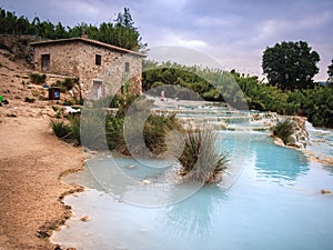 Natural spa with waterfalls in Saturnia, Italy.