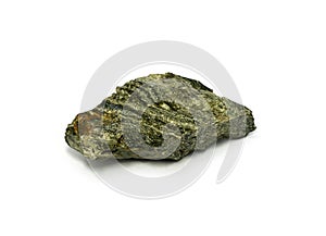 Natural specimen of Gneiss rock isolated on white background.