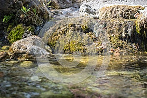 Natural spring water flow