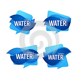 Natural spring water, vector logo, labels and stickers template
