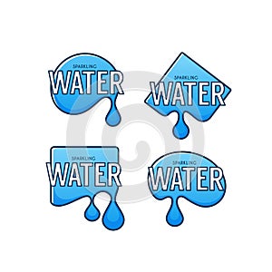 Natural spring water, vector logo, labels and stickers template