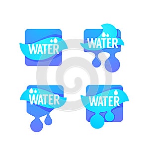 Natural spring water, vector logo, labels and stickers template