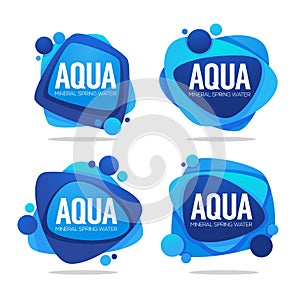 Natural spring water, vector logo, labels and stickers template