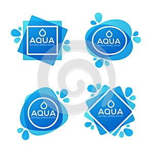 Natural spring water, vector logo, labels and stickers template
