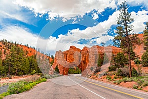 Natural stone arch Bridge in the Red Canyon National Park in Utah, USA