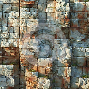 Natural Stone Background. Jagged Slate Rock Formation With Detailed Textures. Generative AI photo