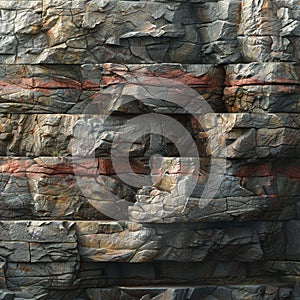 Natural Stone Background. Jagged Slate Rock Formation With Detailed Textures. Generative AI photo