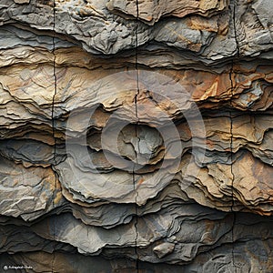 Natural Stone Background. Jagged Slate Rock Formation With Detailed Textures. Generative AI photo