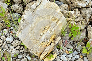 Natural stone dolomite in the limestone open-pit.