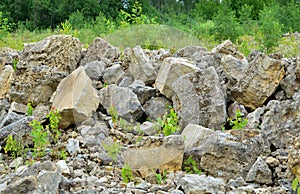 Natural stone dolomite in the limestone open-pit.