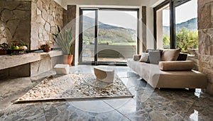 natural stone floors and furniture in eco photo