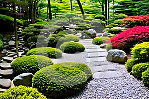 Natural stone pathway at Japanese zen garden