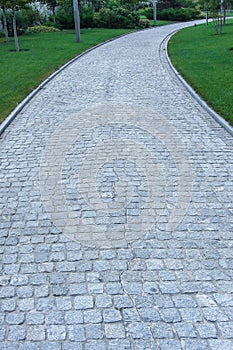 Natural stone paving walkway in the garden.