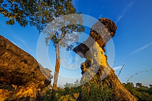 Natural stone pillars, sao chaliang,Pha Taem National Park.