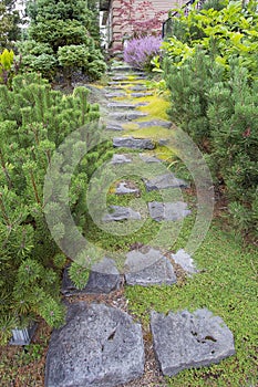 Natural Stone Steps to Frontyard Garden photo