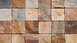 Natural stone wall cladding, brick work, ceramic vitrified high deep elevation tile design. Neural network ai generated