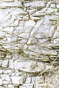 Natural stone wall in close-up