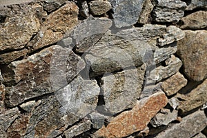 Natural stone wall in a garden