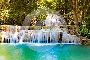 Natural stream waterfall in tropical deep froest