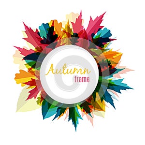 Natural Sunny Autumn Leaves Frame Background Vector Illustration