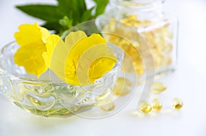 Natural supplement with evening primrose photo