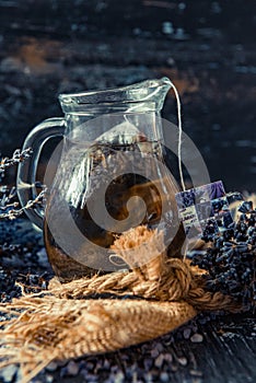 Natural tea with natural lavender flower