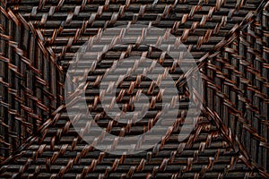 Natural texture of braided wicker of dark color.