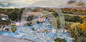 natural thermal hot spings pools in Tuscany - scenic Terme di Mulino vecchio ( Thermals of Old Windmill) photo