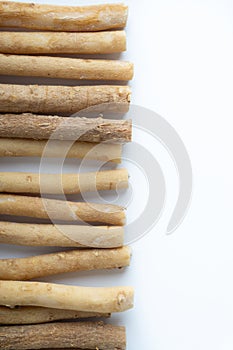 Natural toothbrush Miswak Kayu Sugi on white background