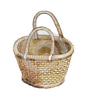 Natural traditional wicker basket for various items