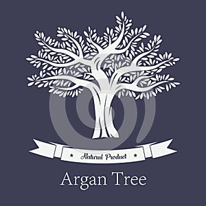 Natural tree with foliage, argania and argan plant