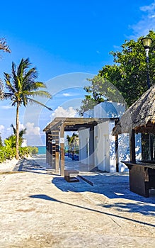 Natural tropical mexican caribbean beach entrance Playa del Carmen Mexico