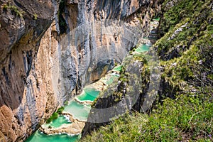 Natural Turquoise Pools of Millpu in Ayacucho, Peru. photo