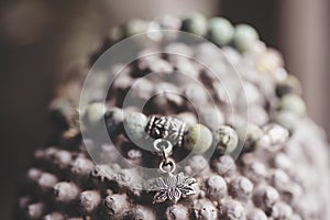 Natural turquoise stone yoga bracelet with lotus pendant