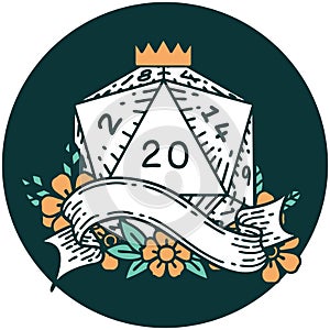 natural twenty D20 dice roll icon