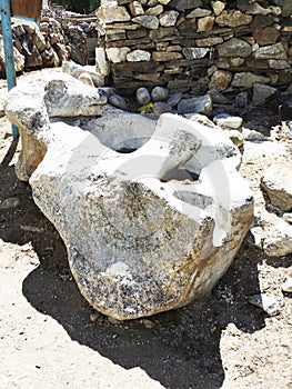 Natural vessel to store water for cattle,nako village,himachal pradesh , india