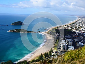 Natural view of the beautiful coast and beachline in Maunganui  city, New Zealand