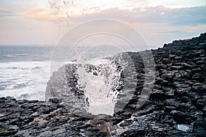 Natural view of the Kiama Blowhole in the coast of Kiama, New South Wales, Australia